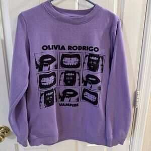 Olivia Rodrigo Vampire Graphic Woman’s Sweatshirt - Purple Sz Med Cotton Blend
